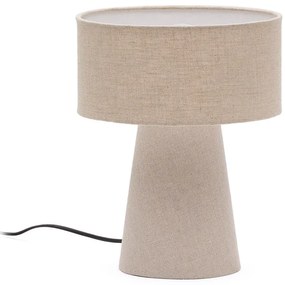 Szarobeżowa lampa stołowa z tekstylnym kloszem (wysokość 35 cm) Algaida – Kave Home