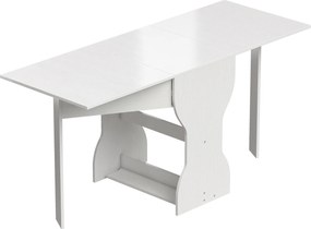 HOMCOM Stół Jadalniany Składany z Miejscem do Przechowywania dla 2-4 Osób, Stół do Małych Pomieszczeń, Jadalnia, 160 x 60 x 75 cm, Biały | Aosom PL