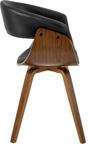 Krzesło Tapicerowane z Drewna Giętego Do Jadalni OHIO Czarne Ekoskóra Nowoczesne Loft