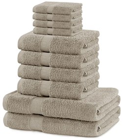 Beżowe bawełniane ręczniki zestaw 10 szt. frotte Marina – DecoKing