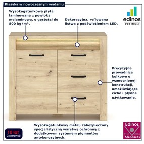 Komoda z 3 szufladami i podświetleniem LED dąb artisan C4-T26