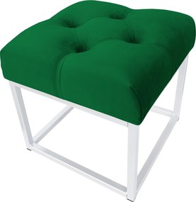Pufa CHESTERFIELD tkanina Welur loft ławka podnóżek metal : Kolor Stelaża - Biały, Kolor tkaniny - VELVET - MG25, Typ tkaniny - Velvet