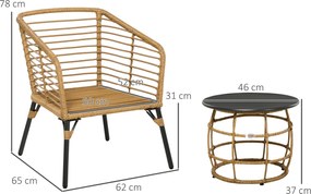 Outsunny Zestaw Bistro 3cz Odporny na Warunki Atmosferyczne Stolik Krzesła Piaskowy Ciemnoszary | Aosom PL