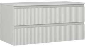 Mexen Rivel szafka łazienkowa podumywalkowa 100 cm z blatem, 2 szuflady, ryflowana , szara mat - 91A20-10047-2-BFFC62