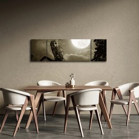 Obraz - Nocna sowa, złoty (170x50 cm)