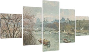 Obraz - Camille Pissarro, The Louvre, Afternoon, Rainy Weather, reprodukcje (125x70 cm)