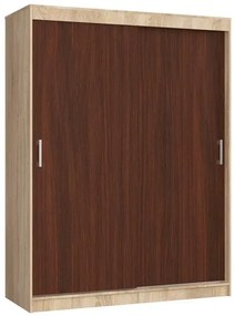 Szafa przesuwna z półkami i drążkiem dąb sonoma + wenge B3-R46