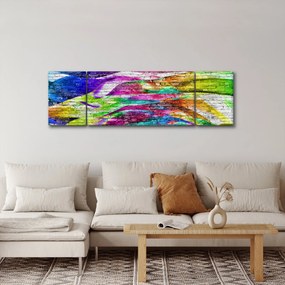 Obraz - Mur z cegły z kolorowymi płomieniami (170x50 cm)