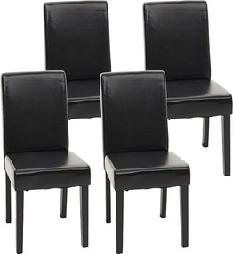 Krzesło do jadalni Littau (zestaw 4 sztuk),  sztuczna skóra, czarne ciemne nogi