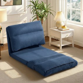 HOMCOM Sofa podłogowa, fotel przekształcany w łóżko, regulowany 90° do 180°, tkanina - 70 x 72 x 56 cm - ciemnoniebieski | Aosom PL