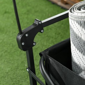 Outsunny Wózek Składany z Dachem, Wózek Transportowy z Uchwytem, Wózek Ogrodowy z Torbą, Wytrzymałość do 100 kg, Oxford, Czarny