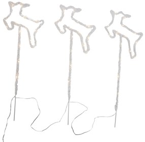 Zewnetrzna Zestaw 3 świątecznych reflektorów Biały Jeleń z LED i timerem IP44 - Shika Oswietlenie zewnetrzne