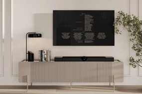 Szafka RTV Malmi 200 cm - kaszmir / crema bianca / złote nóżki