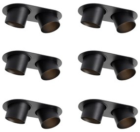 Set van 6 inbouwspots zwart GU10 70mm kantelbaar 2-lichts - Installa Nowoczesny Oswietlenie wewnetrzne