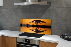 Szklany Panel Drzewo o Zachodzie Słońca