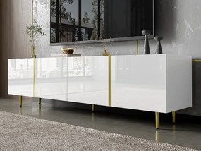 Meble TV L 170cm - z 4 drzwiami - MDF - Biały