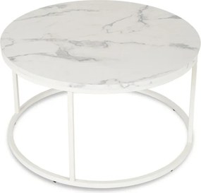 Stolik Kawowy AGNES MAX 80 cm Biały Marmur Nowoczesny
