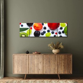 Obraz owoców z kroplami wody (170x50 cm)