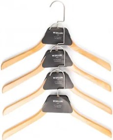 Zestaw 4 Wieszaków Drewnianych Rita Brązowy Naturalne Drewno - Sklum