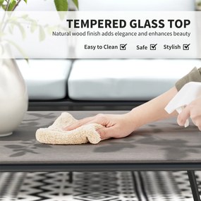 Komplet wypoczynkowy z Polyrattanu Outsunny: sofa + fotele + stolik z poduszkami, odporny na warunki atmosferyczne, 116 x 60 x 69 cm, Brązowy+Ciemnoszary