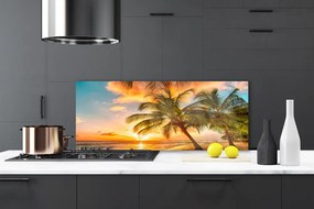Panel Szklany do Kuchni Rajskie Wybrzeże Z Palmami