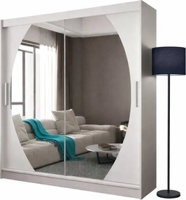 Biala szafa ubraniowa z okrągłym lustrem D7-N01