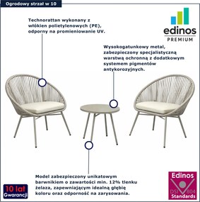 Beżowy zestaw do ogrodu 2 krzesła i stolik kawowy F0-L52