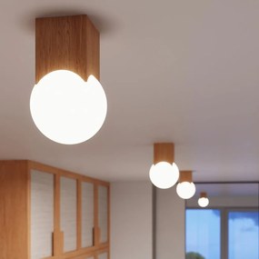 Lampa sufitowa w naturalnym kolorze ze szklanym kloszem 12x12 cm Rayer – Nice Lamps