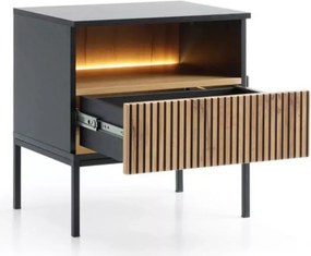 Stolik nocny Shark 54 cm nowoczesny ryflowany MDF szafka nocna do sypialni elegancka z ABS