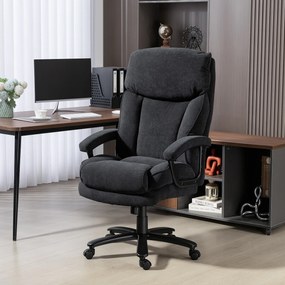 HOMCOM Fotel kierowniczy Ergonomiczny fotel biurowy do 200 kg o lnianym wyglądzie, wysokie oparcie, | Aosom PL