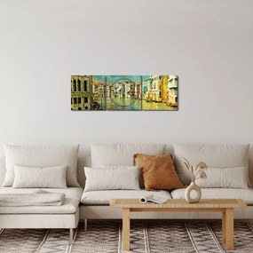 Obraz - Kanał wenecki i gondole (z zegarem) (90x30 cm)