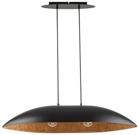 Lampa wisząca nowoczesna, podłużna - Gondola czarno-miedziana szerokość 84, 114cm