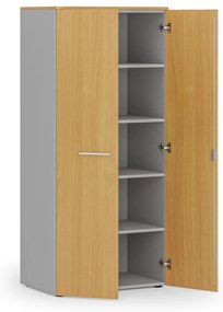Szafa biurowa z drzwiami PRIMO GRAY, 800 x 500 x 1781 mm, szary/buk
