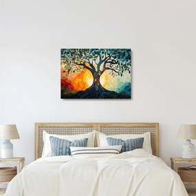 Obraz na szkle – Mozaika – słońce i drzewo I. (70x50 cm)