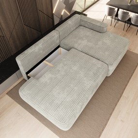Masseno Narożnik AVINI z funkcją spania i pojemnikiem na pościel Narozniki L, Rozkładana sofa - Jasnoszary, TILIA 83