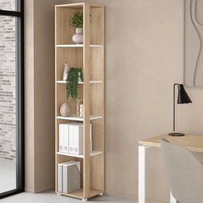 Wąski regał biurowy słupek 4 półki Sign 40 jackson hickory/biały mat