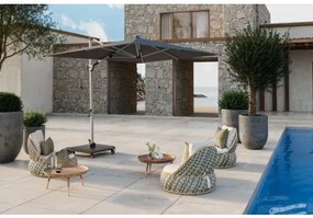 KNIRPS 320 x 320 cm - luksusowy wahadłowy parasol ogrodowy z drążkiem bocznym : Kolor parasola Knirps - Ciemnoszary