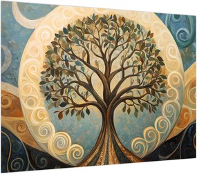 Obraz na szkle – Drzewo życia i spirale (70x50 cm)