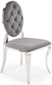 Krzesło medalion w stylu glamour popielaty + srebrny - Lummo