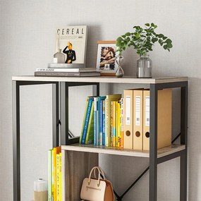 Regał w stylu industrialnym z 8 półkami – 132 x 74 x 35 cm | Czarny i brązowy | Nowoczesny design loftowy