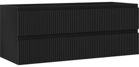 Mexen Rivel szafka łazienkowa podumywalkowa 120 cm, 2 szuflady, ryflowana , czarna mat - 91A20-12047-2-BFF71
