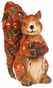 Jesienna dekoracja Wiewiórka z orzechem, 12 x 7 x13 cm, ceramika