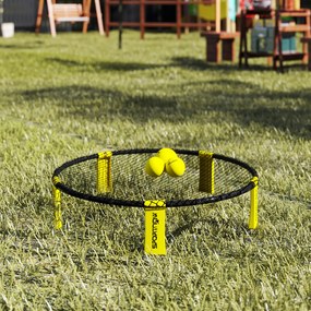 SPORTNOW Zestaw Roundnet z siatką 3 piłki torba pompka Zestaw do Spikeballa Ø92 x 20 cm Żółty