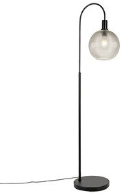 Designerska lampa podłogowa czarna z dymionym szkłem - ChicoDesignerski Oswietlenie wewnetrzne