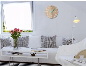 Zegar na ścianę nowoczesny drewniany z dużymi cyframi okrągły cichy loft