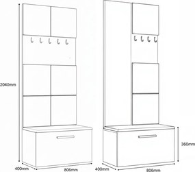 Masseno Garderoba MODULO 161,2/204/40 cm do Przedpokoju Nowoczesna Dąb Artisan