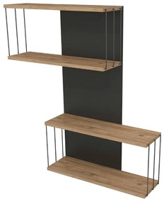 Antracytowo-naturalna wielopoziomowa półka w dekorze sosny 65 cm Destan – Kalune Design