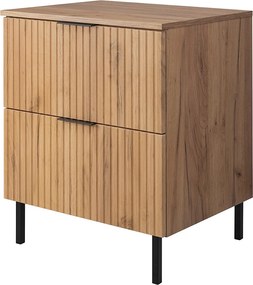 Szafka pod umywalkę, dąb Craft, 60 x 77 x 46 cm, czarny uchwyt, czarne nogi + blat