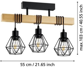 Lampa wisząca w czarno-naturalnym kolorze TOWNSHEND 5 – EGLO