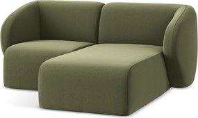 Zielony aksamitny narożnik (prawostronny/z szezlongiem) Lani – Makamii